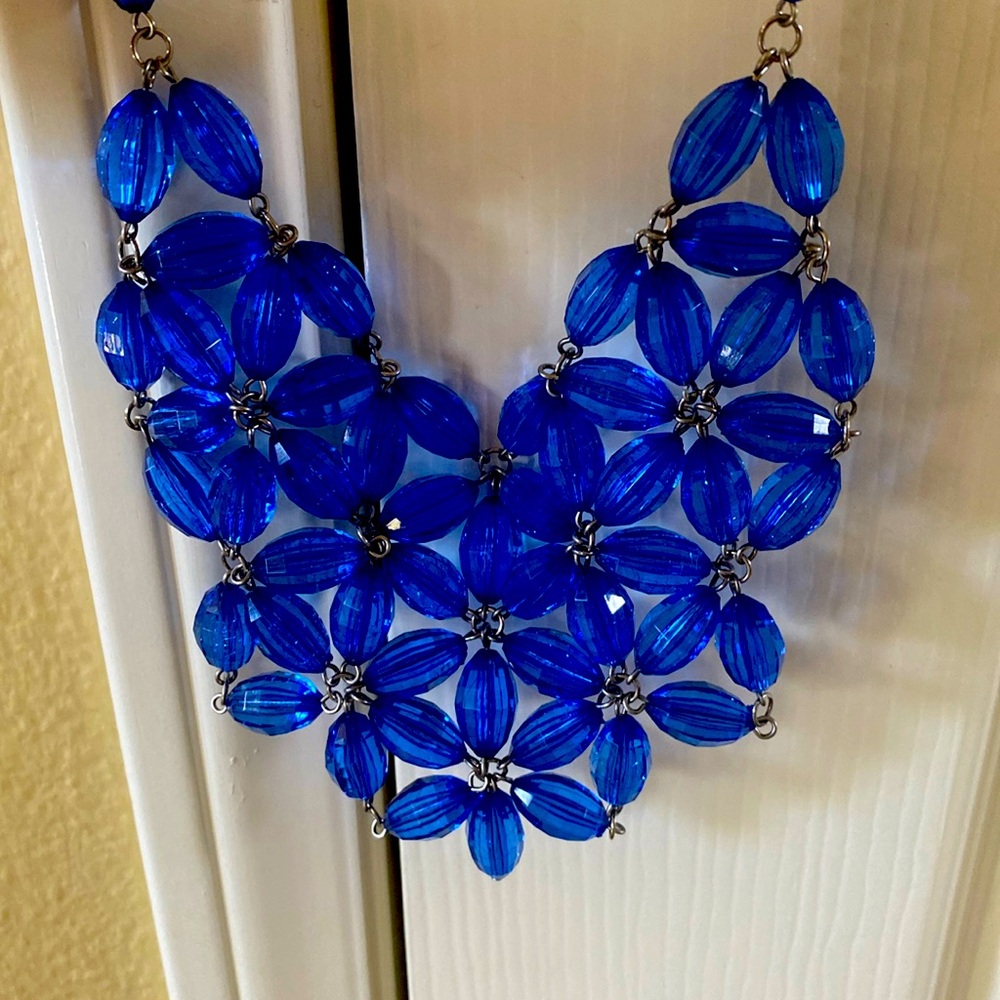 Blue acrylic statement necklace